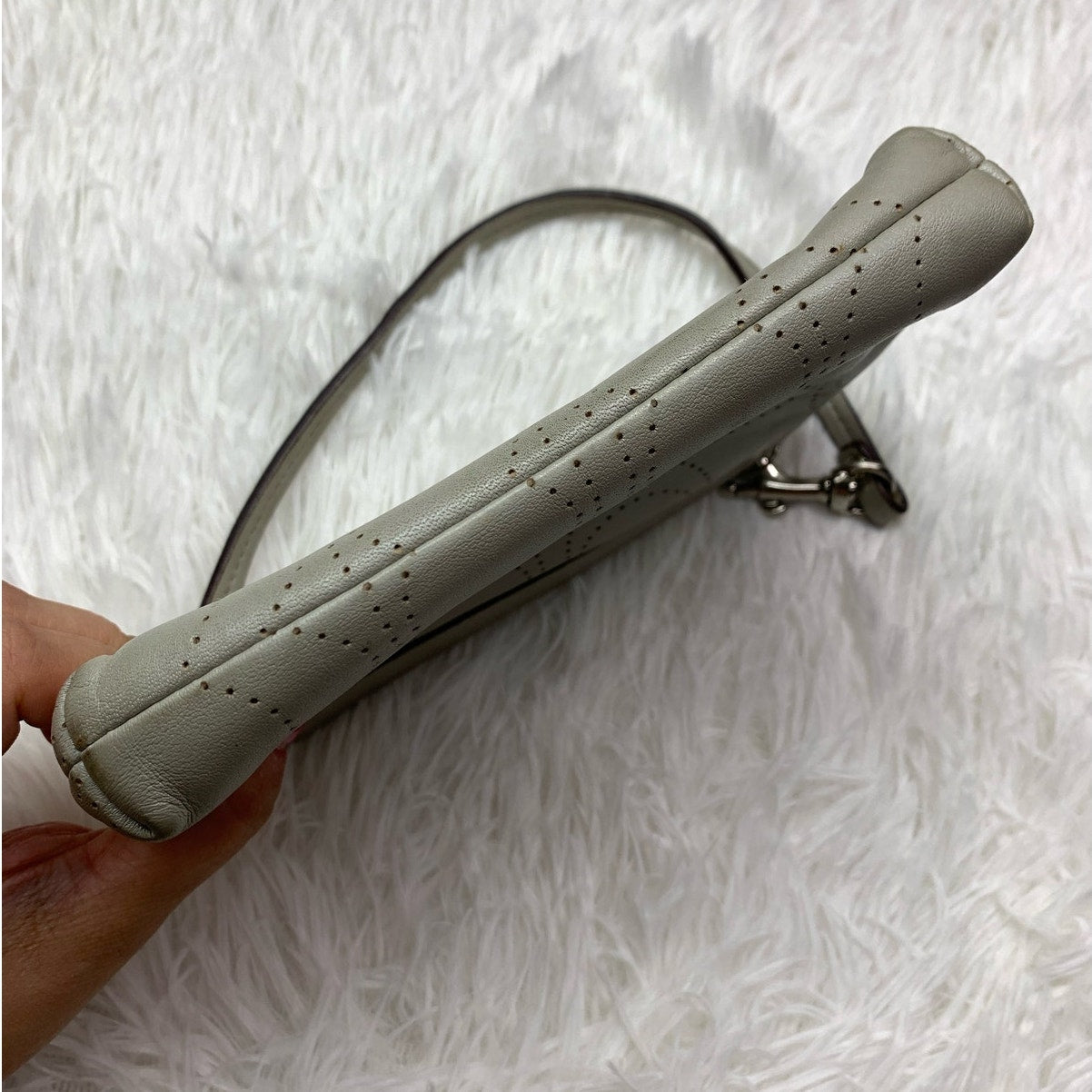 SALE COACH Silver Signature Wristlet