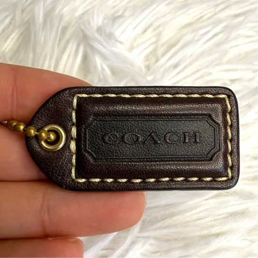 y2k 1.5" Vintage Brown COACH  Fob Bag Charm Hang tag Hangtag