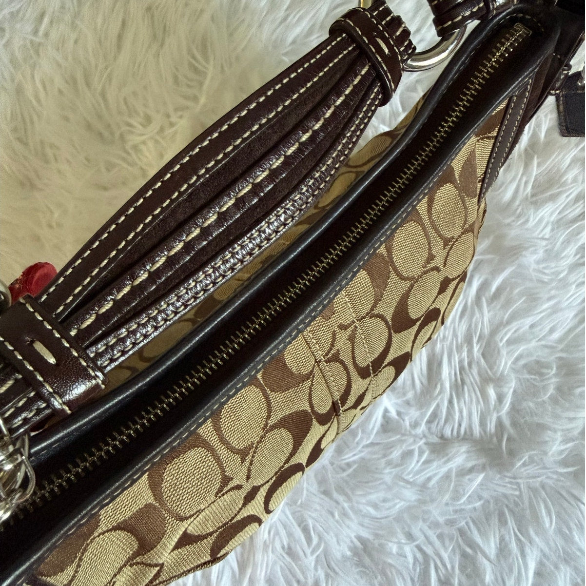 y2k COACH 2006 Brown Signature Hobo Shoulder Bag