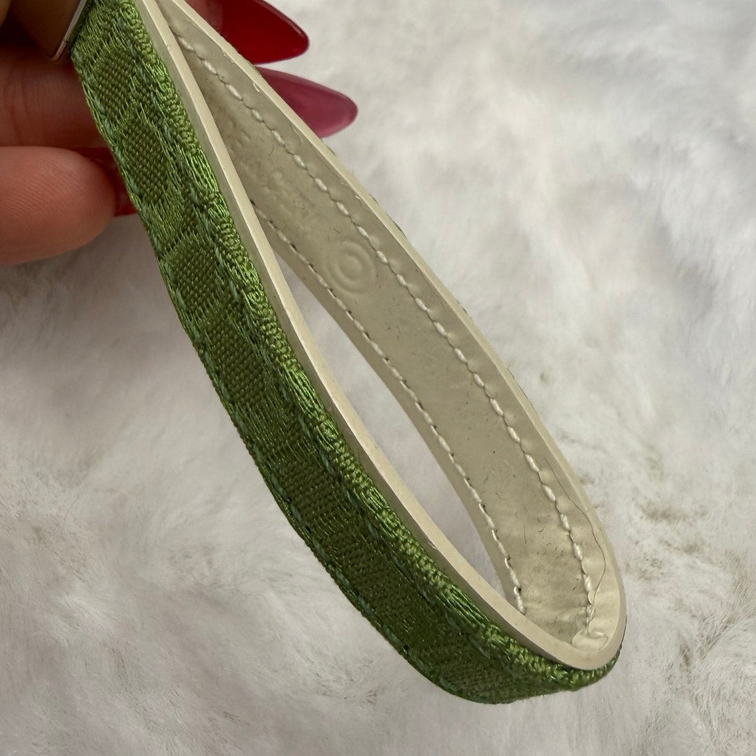 3" Y2K COACH Green Signature Canvas Patent Leather Bag Charm Key Fob