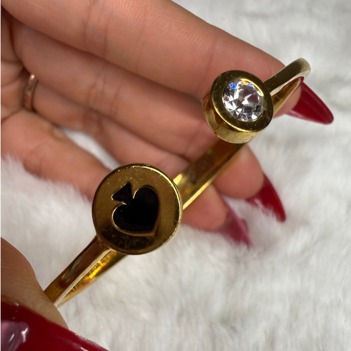 KATE SPADE SPOT THE SPADE CUFF HINGED BANGLE IN SWEETHEART