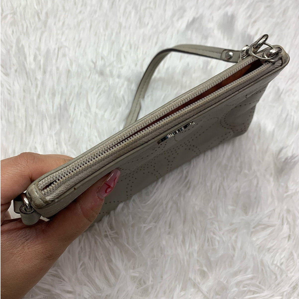 SALE COACH Silver Signature Wristlet