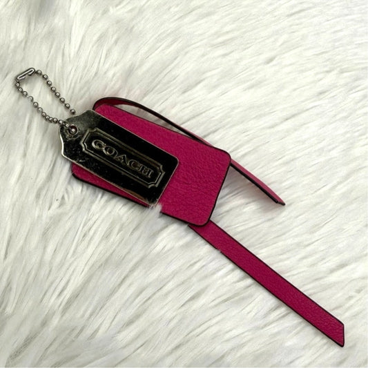 2" COACH Fuchsia Metal Fob Bag Charm Hang tag Hangtag Set