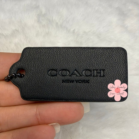 2" COACH Black Fob Bag Charm Hang tag Hangtag