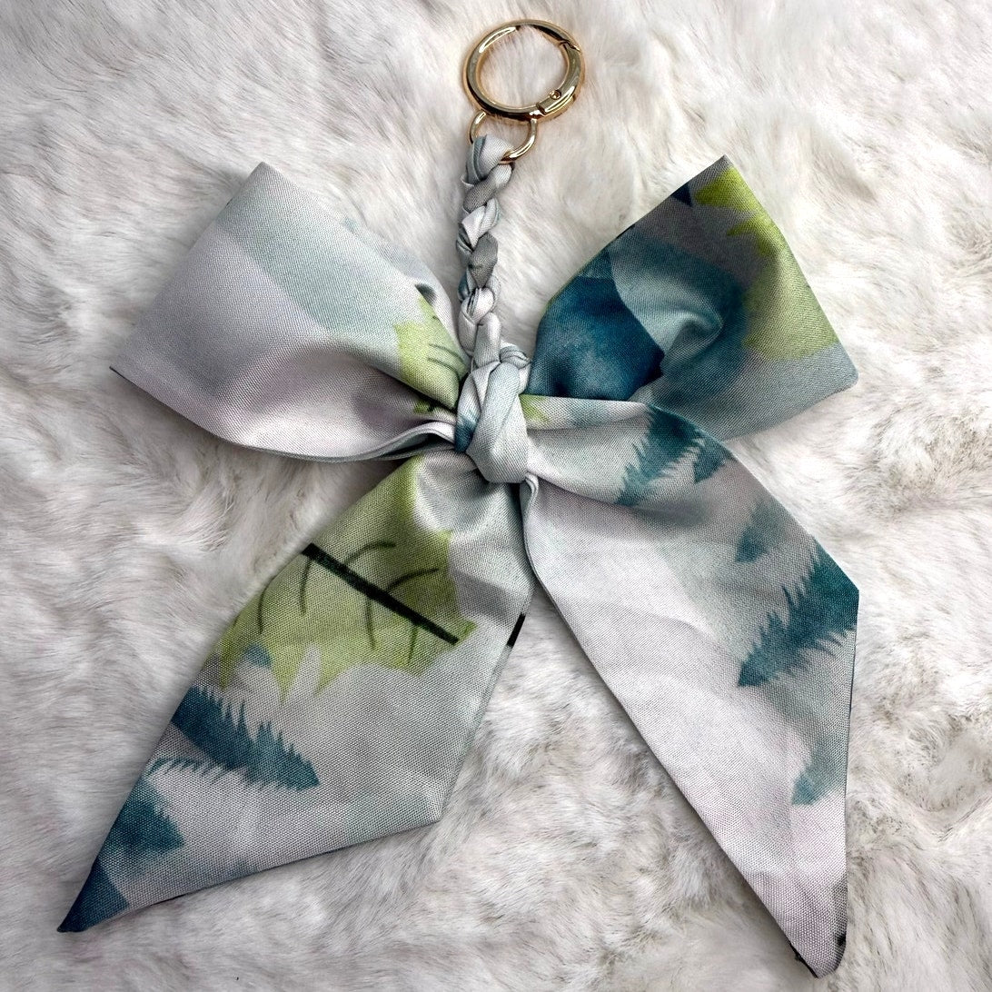 New Weave Bowknot Pendant Bag Charm Soft Silk Scarf Keychain Fashion Charm