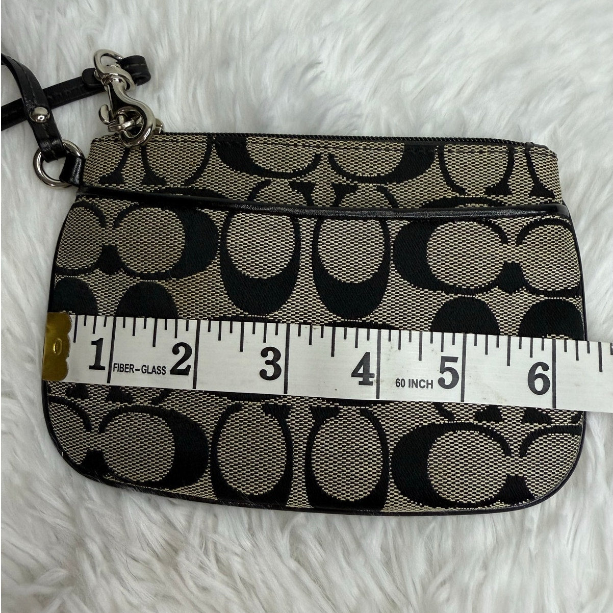 SALE COACH Black Gray Signature Canvas Wristlet