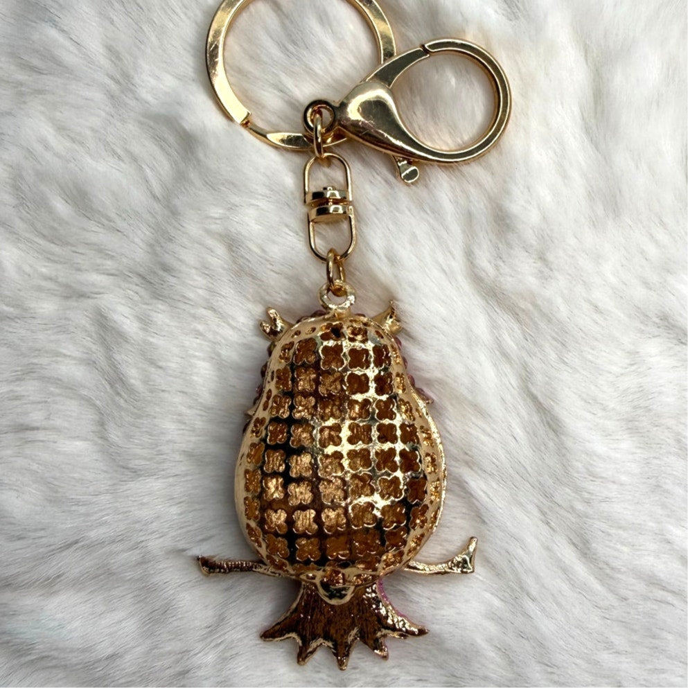 Cute Animal Owl Rhinestone Crystal Owl Keychain Fashion Charm Bag Charm
