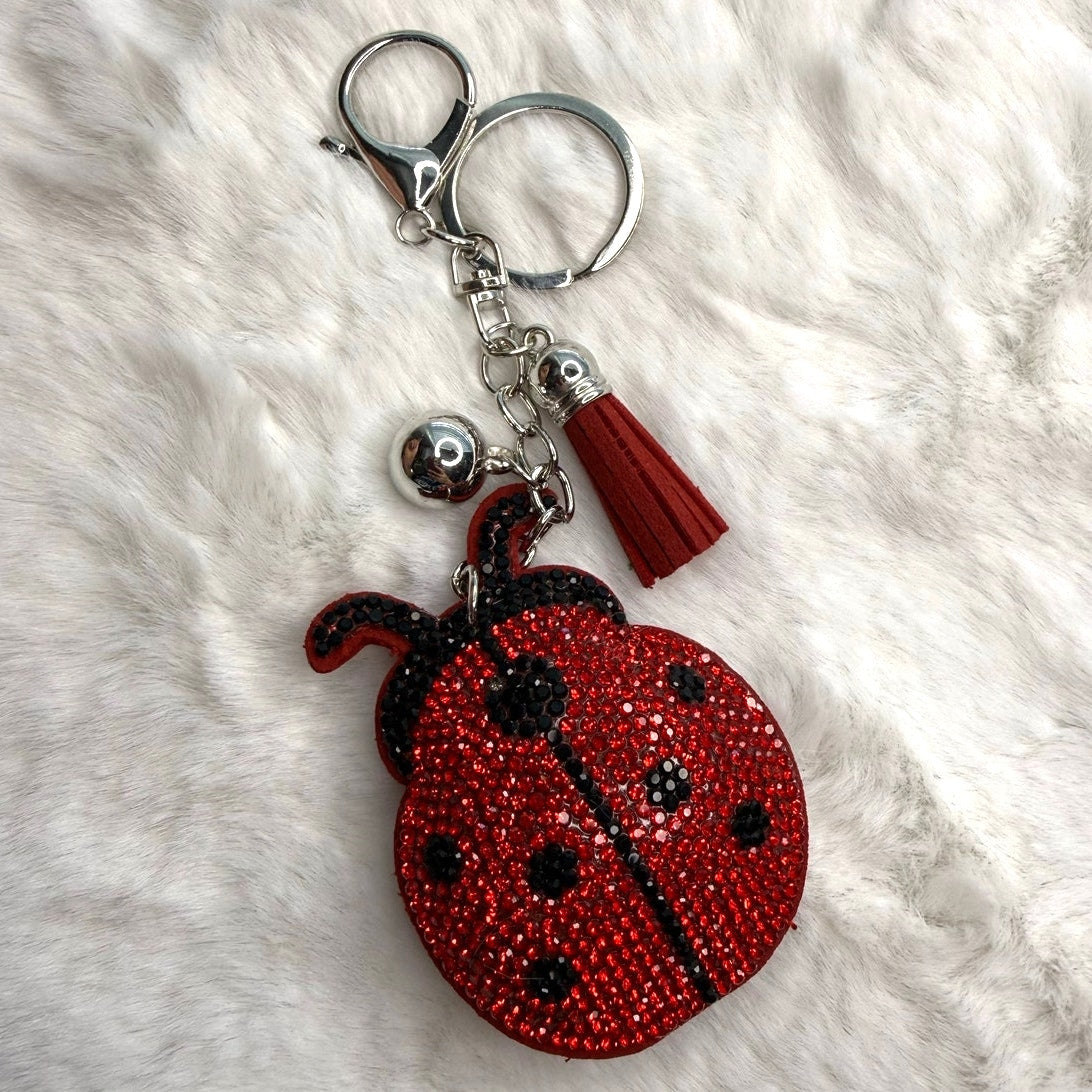 Ladybug Red Rhinestone Key Charm Tassel Bag Charm Fashion Bag