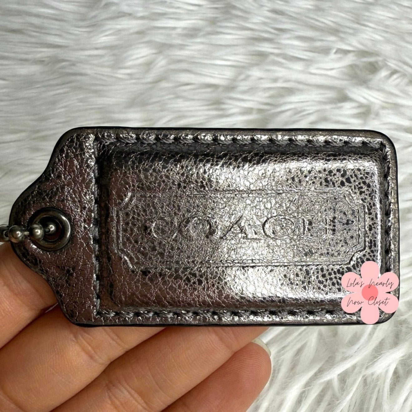 2.5" COACH Silver Fob Bag Charm Hang tag Hangtag