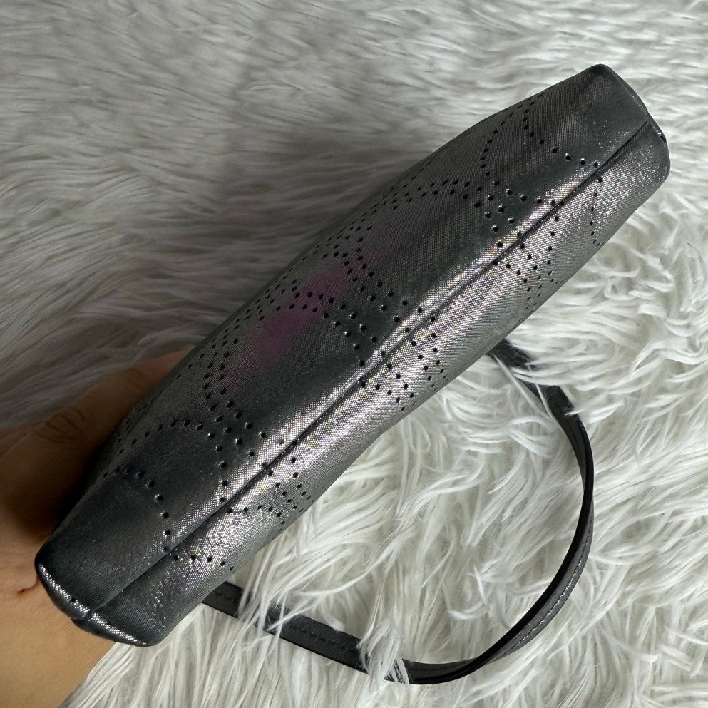 COACH Metallic Silver Signature Wristlet