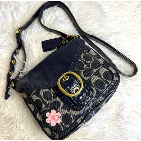 y2k COACH Denim Patent Leather Bleeker Crossbody