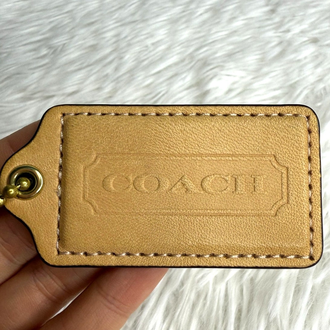2.5" COACH Tan Fob Bag Charm Hang tag Hangtag