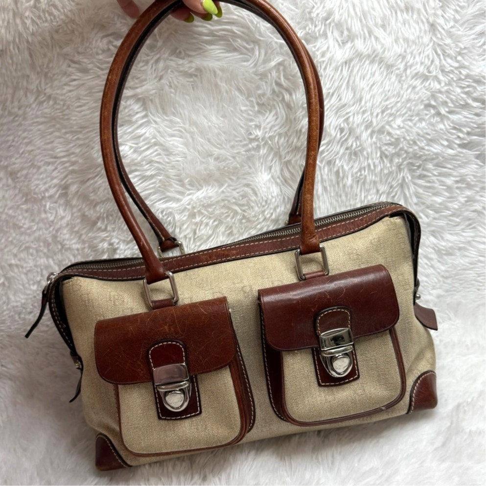 Vintage DOONEY and BOURKE Brown Canvas Double Pocket Tote
