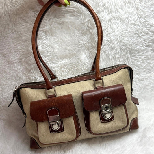Vintage DOONEY and BOURKE Brown Canvas Double Pocket Tote