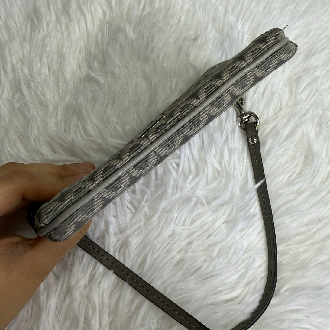 COACH Gray Signature Canvas Wristlet