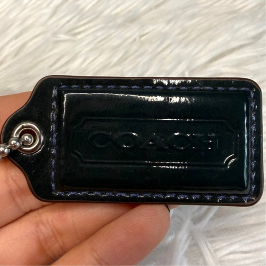 2" COACH Patent Leather Blue Fob Bag Charm Hang tag Hangtag