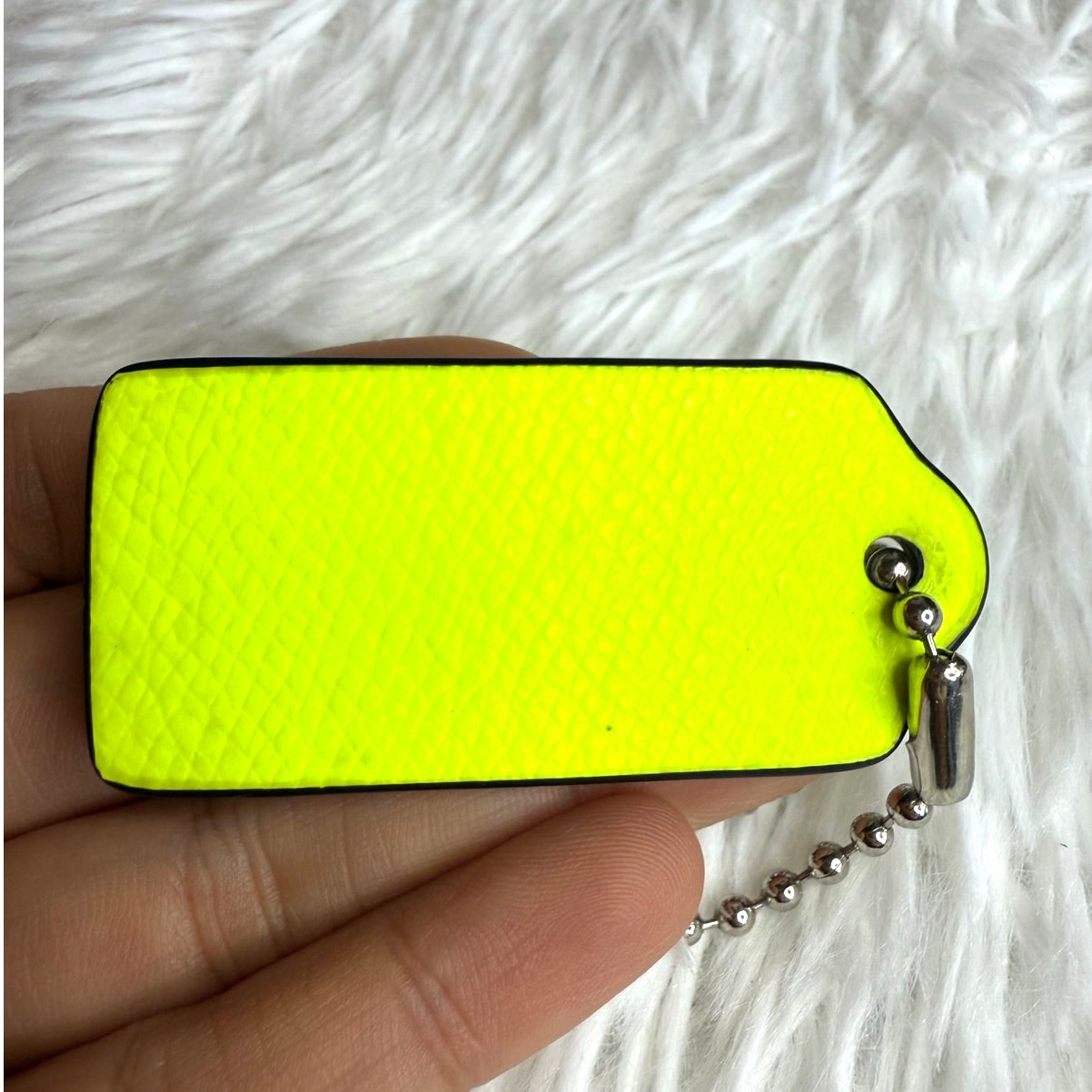 2" COACH Neon Yellow Fob Bag Charm Hang tag Hangtag