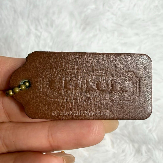 2" Vintage COACH British Tan Fob Bag Charm Hang tag Hangtag