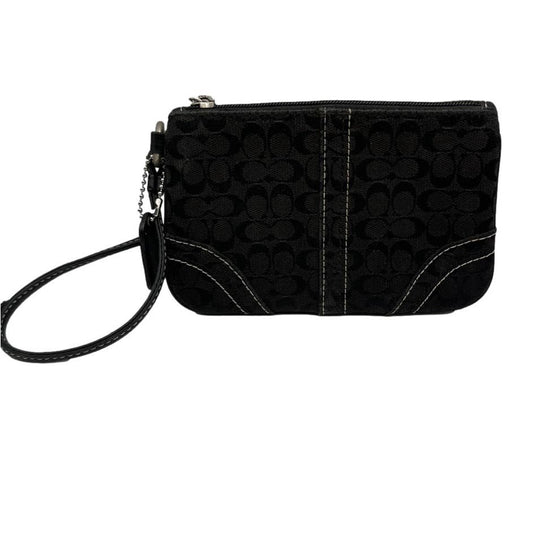 COACH Black Signature Canvas Wristlet