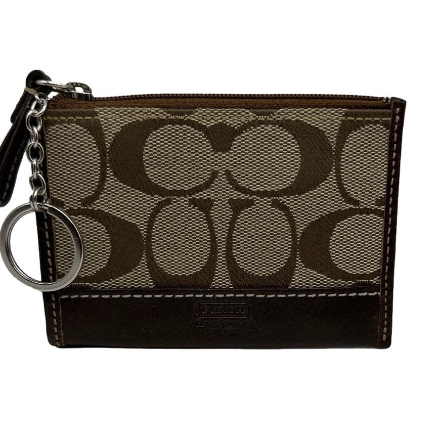 y2k COACH Soho Brown Signature Canvas Coin purse with Keychain