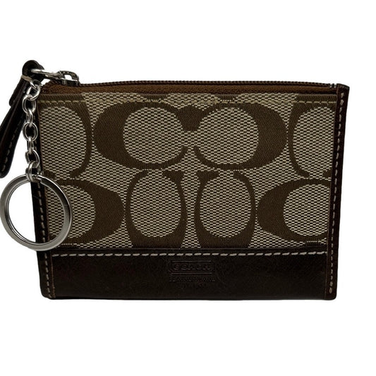 y2k COACH Soho Brown Signature Canvas Coin purse with Keychain