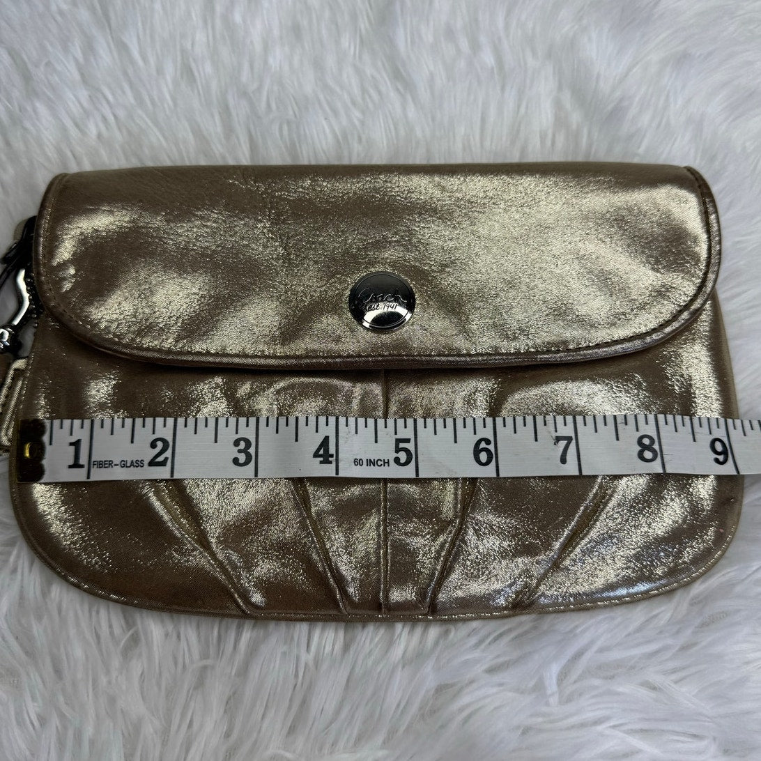 COACH Madison Flap Gold Metallic Wristlet