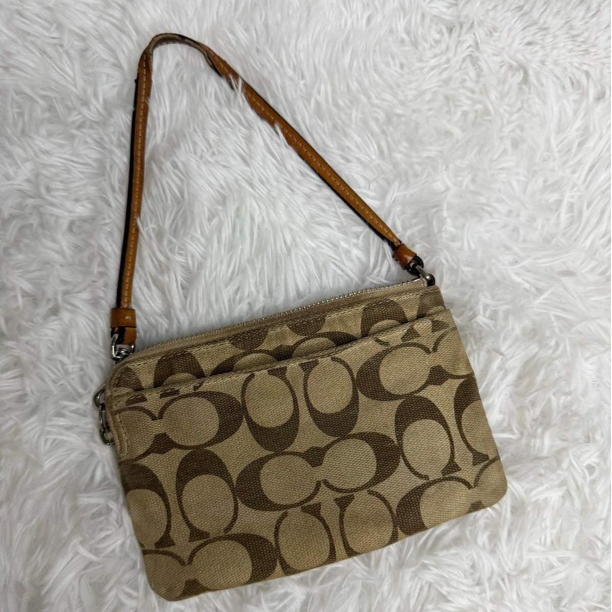 Coach Brown Tan Wristlet