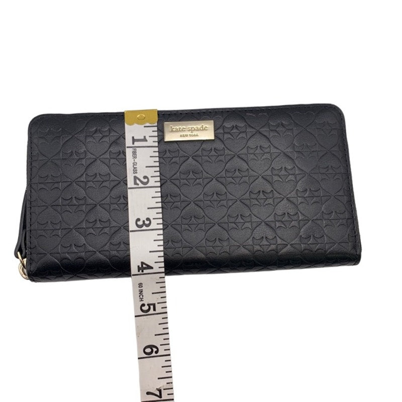 Kate Spade New York Black Hollie Spade Clover Large Zip Around Wallet