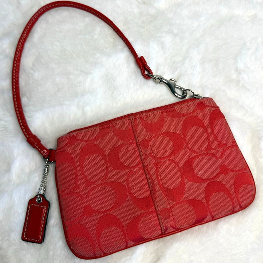 y2k COACH Red Signature Canvas Wristlet