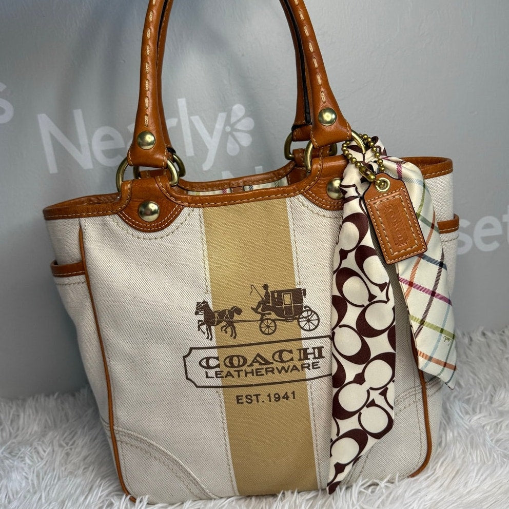 y2k COACH 2007 11791 Heritage Striped Tote Handbag