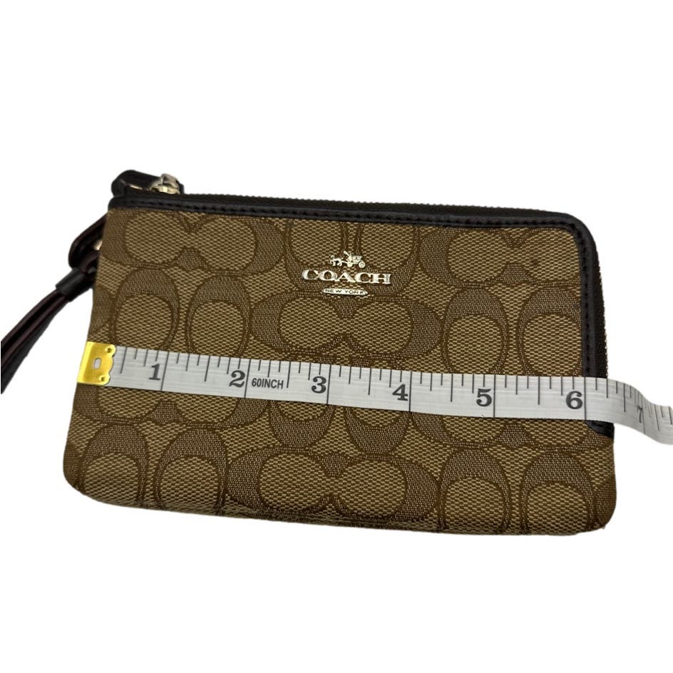 COACH Brown Signature Canvas Wristlet