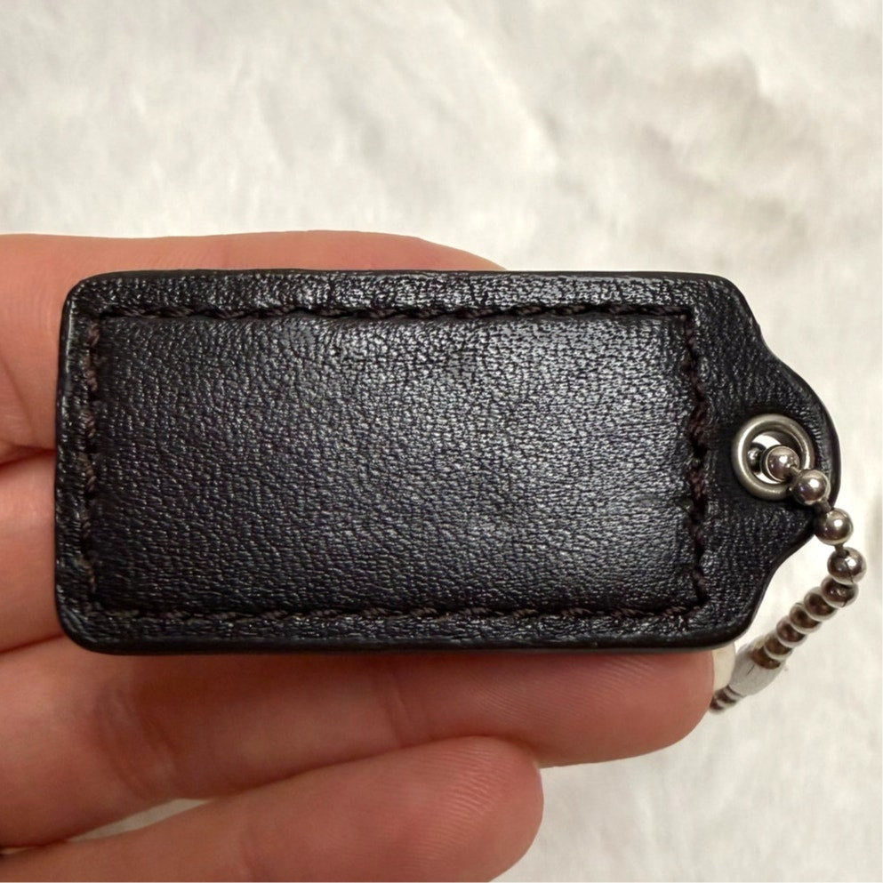 1.5" COACH Patent Leather Brown Fob Bag Charm Hang tag Hangtag