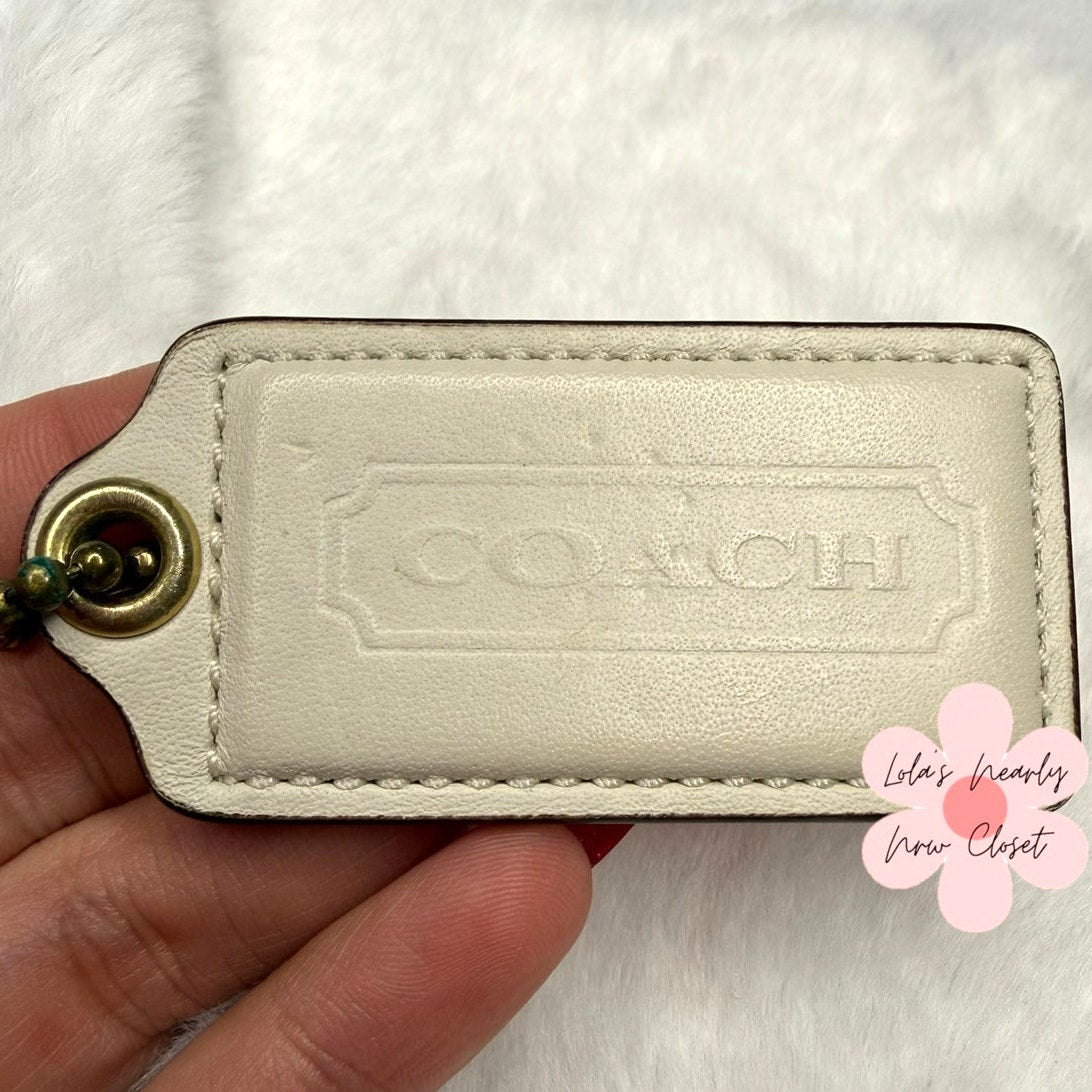 2" COACH Cream Pink Fob Bag Charm Hang tag Hangtag
