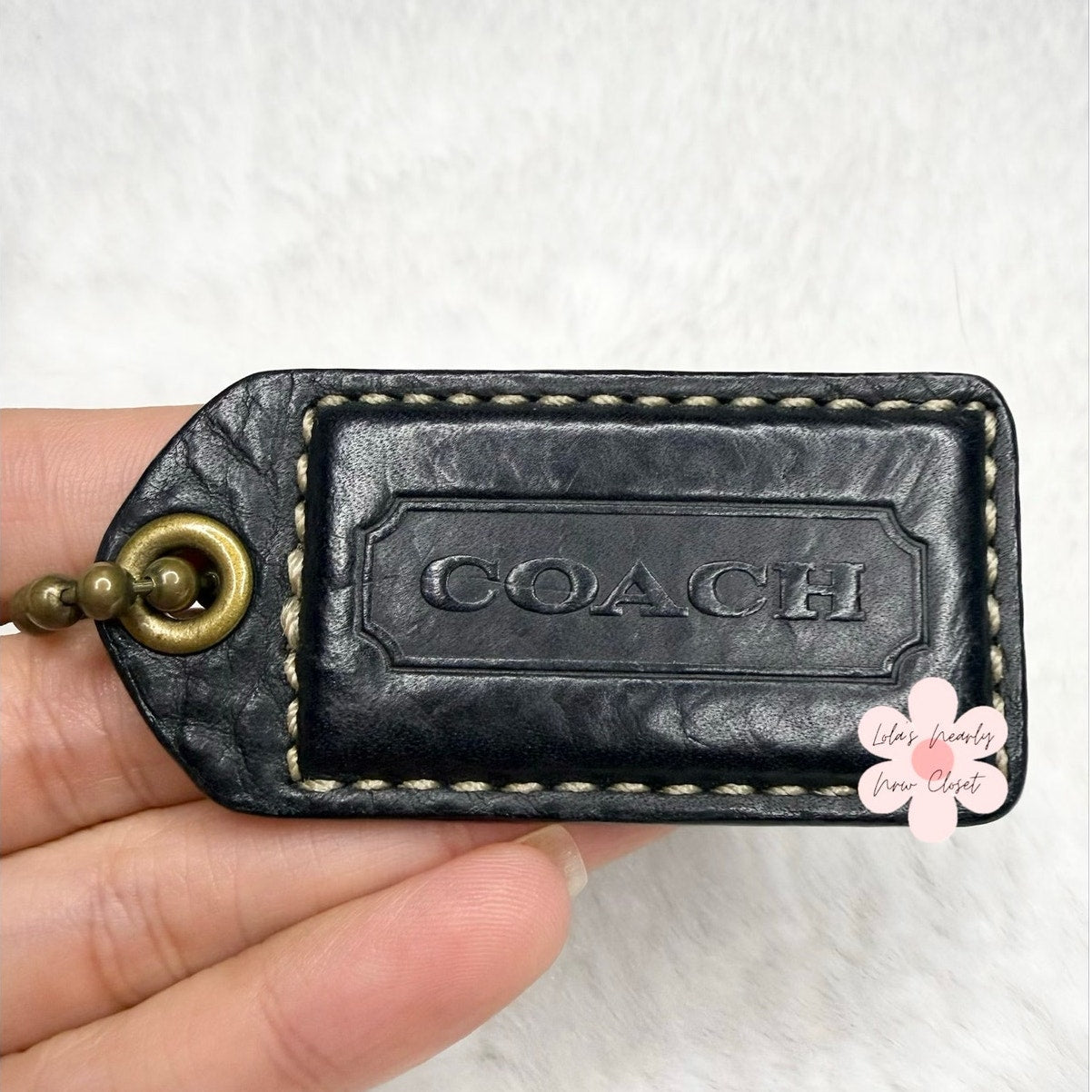 2” y2k COACH Black Fob Bag Charm Hang tag Hangtag