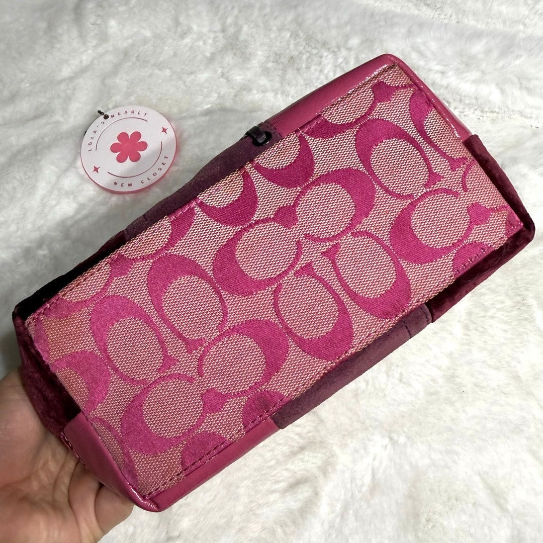 y2k Coach Vintage Pink Patchwork Demi Baguette Shoulder Bag Small Mini Purse