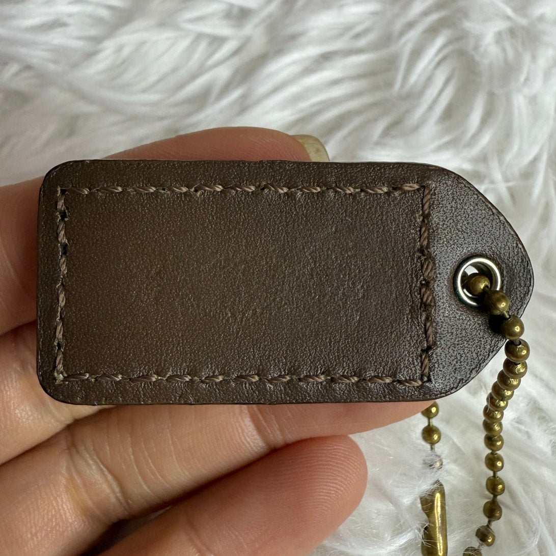 1.5" y2k COACH Brown Fob Bag Charm Hang tag Hangtag