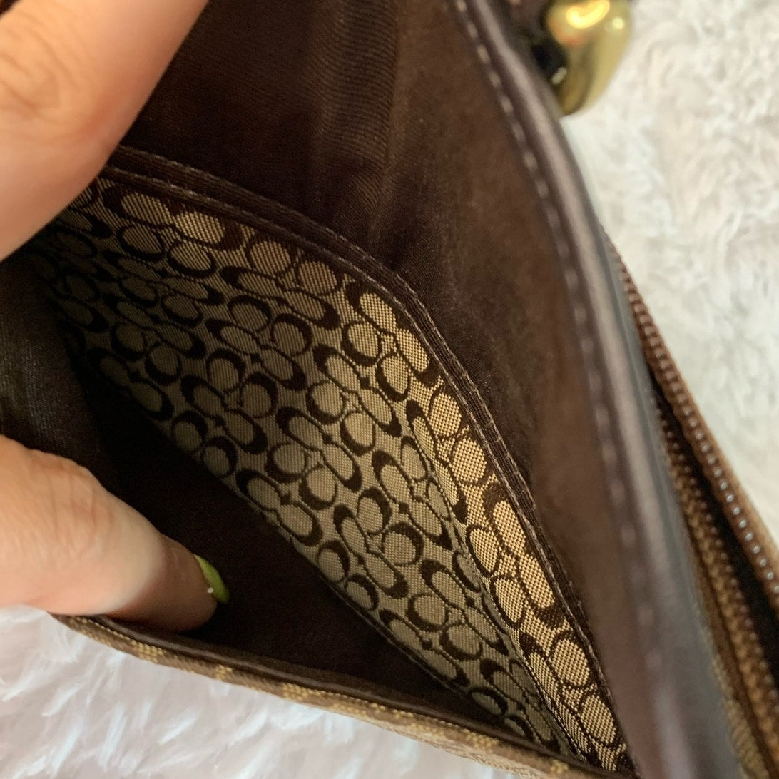 y2k COACH Brown Signature Canvas Wristlet