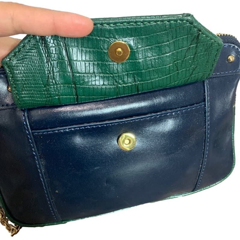 Kate Landry Blue and Green Gold Chain Crossbody