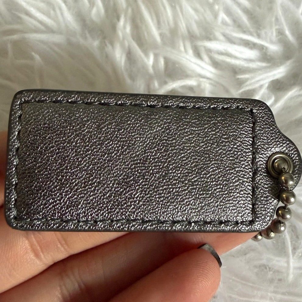 2"  COACH Gray Fob Bag Charm Hang tag Hangtag