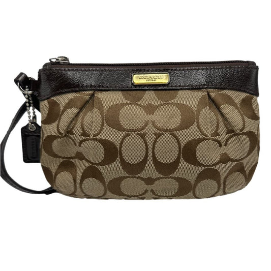 COACH Brown Signature Canvas Wristlet