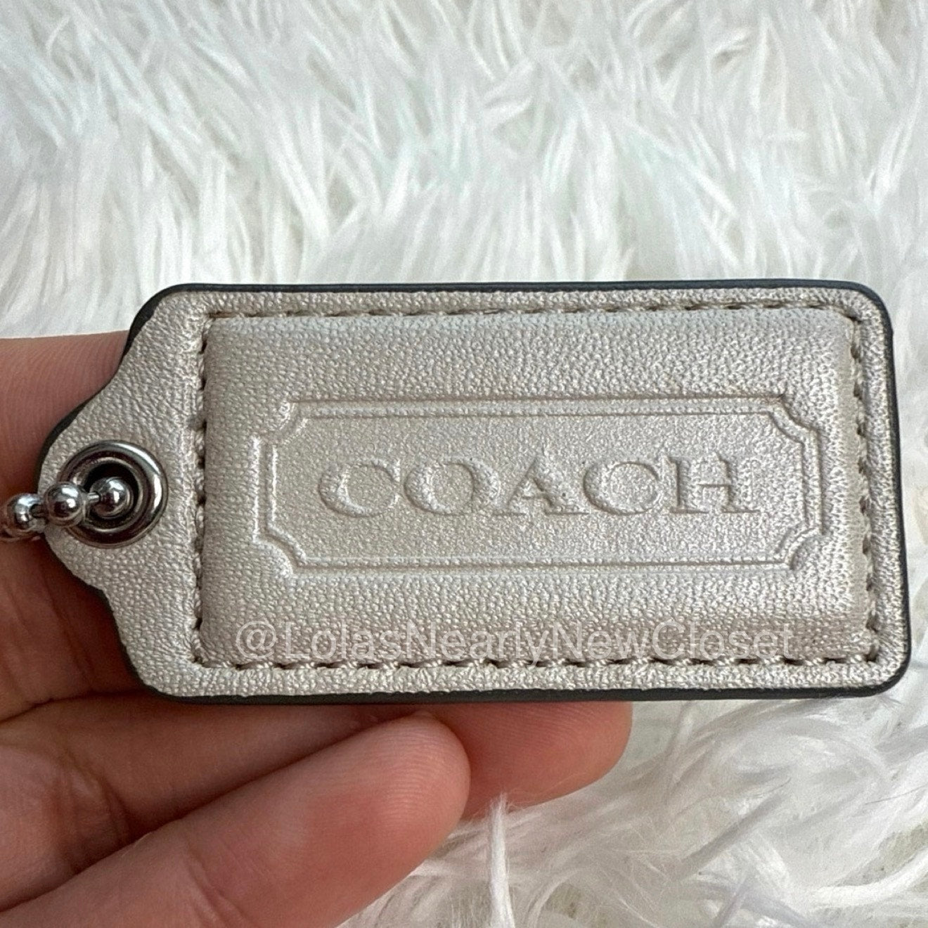 2" COACH Gray Fob Bag Charm Hang tag Hangtag