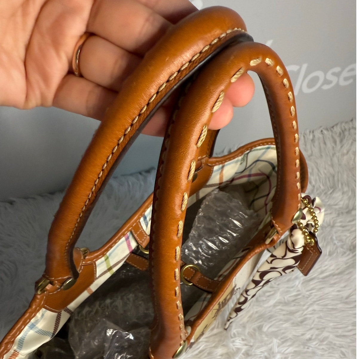 y2k COACH 2007 11791 Heritage Striped Tote Handbag