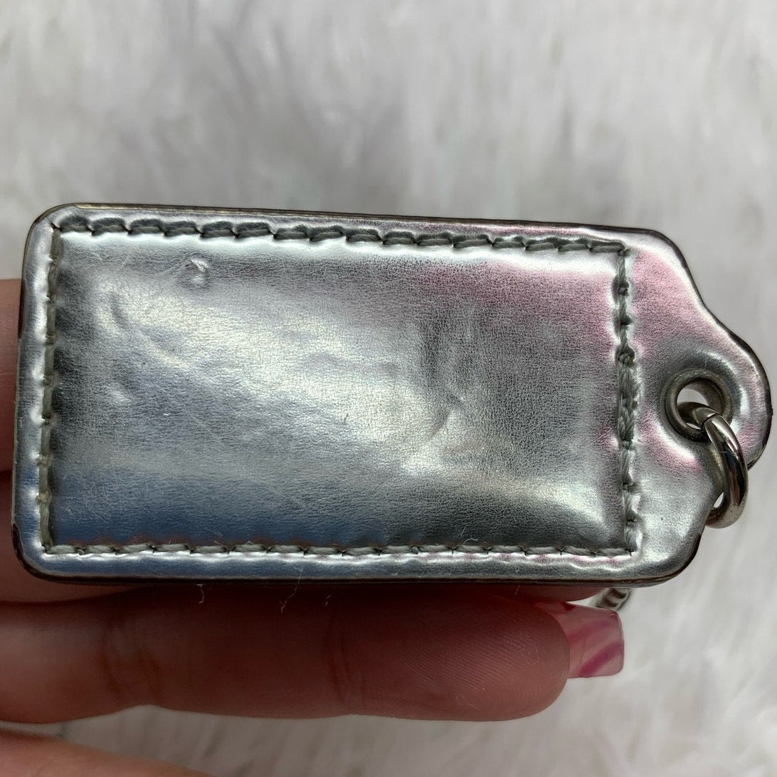 2" COACH Metallic Silver Fob Bag Charm Hang tag Hangtag
