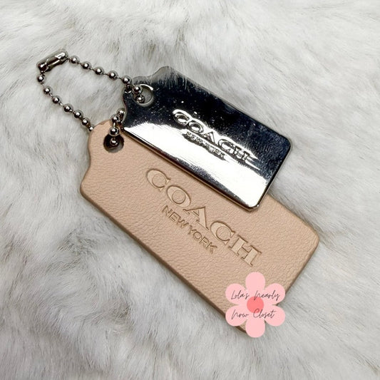 1.5" COACH Cream Silver Hang Tag Key Fob Bag Charm Set