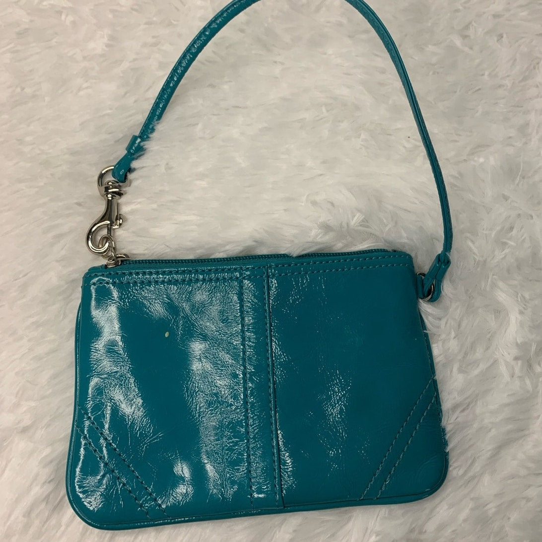Coach Turquoise Patent Leather Wristlet