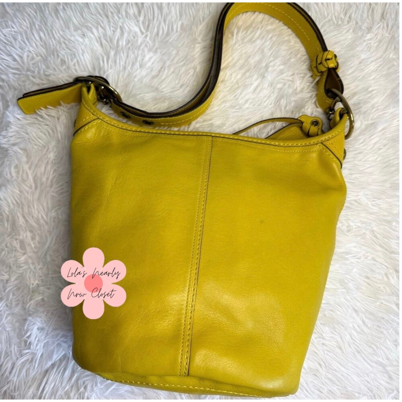 y2k COACH 2007 Bleecker 11422 Yellow Duffle Bucket Shoulder Bag Crossbodyble