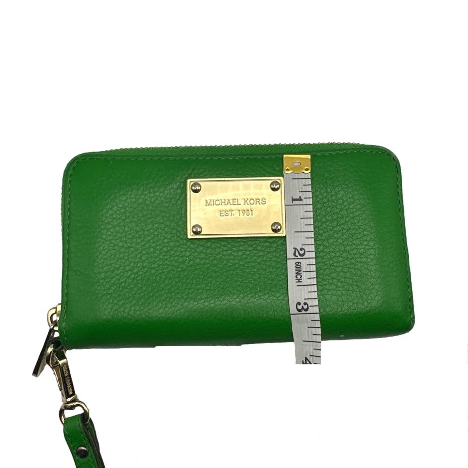 MICHAEL KORS Green Zip Around Medium Wallet