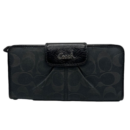 COACH Black Signature Canvas Ashley Wallet
