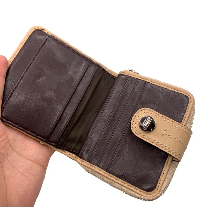 COACH Patent Leather Brown Tan Signature Wallet