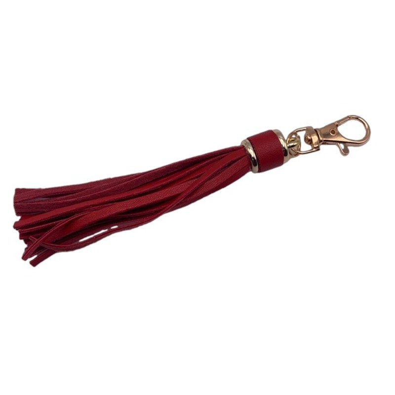 NEW Dark Red Tassel Bag Charm Tassels Keychains Purse Charms